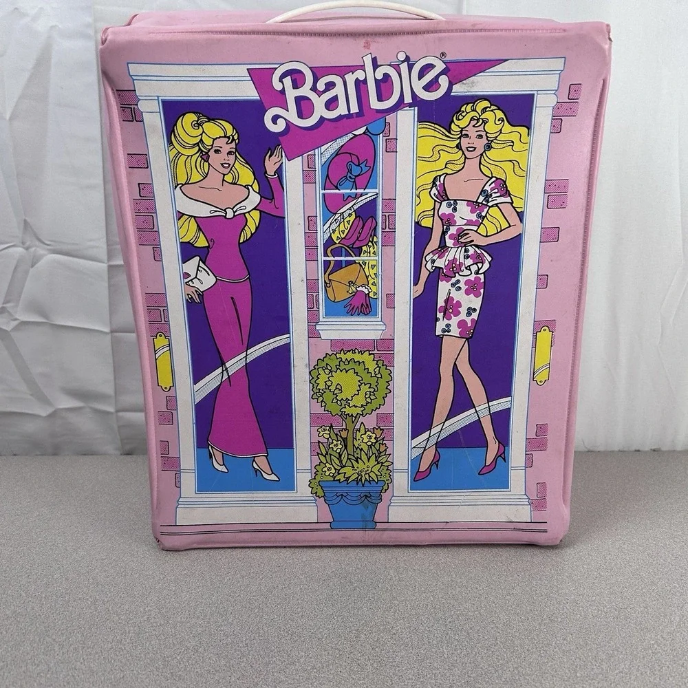 Vintage Barbie Doll‎ Fashion Dolls & Clothes Carry Case Box 80s 1988 Pink Mattel